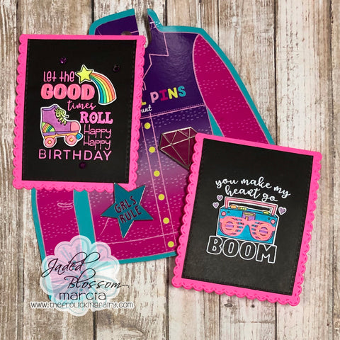 #thefrolickingfairy #jadedblossom #bloghop #ilovethe80s #80s #80skid #lovethe80s #glassesdies #boombox #youmakemyheartgoboom #goodtimesroll #skate #rollerskate #skater #neon #karinmarkers #slimline #cardmaker #cardmaking #cardmakersofinstagram