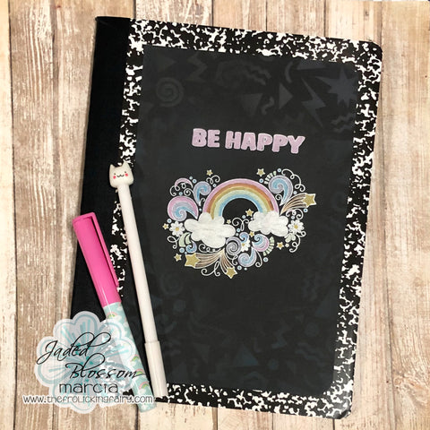 #thefrolickingfairy #jadedblossom #rainbowdoodle #rainbow #80s #80sstencil #inkblending #distressoxide #karindecomarkers #karinmarkers #metallicmarkers #notebook #notebookdoodles #behappy #backtoschool #schoolprep #personalized #colorarainbow