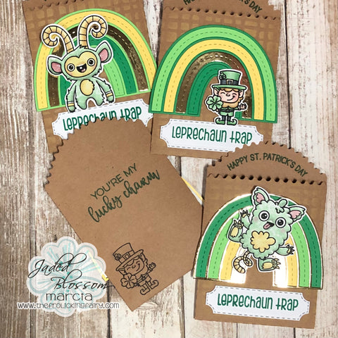 #thefrolickingfairy #jadedblossom #stpatricksday #leprechaun #littlemonsters #monsters #stpattysday #stpatrickstreat #treatbag #leprechauntrap #paperbag #luckyleprechaun #rawr #monstermunchies #irishgnomes #gnome #meshstencil #stencil #inkblending #distressoxide #rainbowdies #rainbow #minitagdies #cardmaker #cardmaking #cardmakersofinstagram