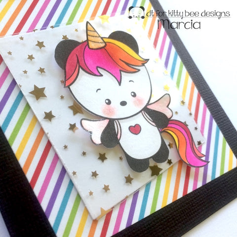 #thefrolickingfairy #kittybeedesigns #unicornpanda #digitalstamp #panda #unicorn #magic #spotlight #costumes #letspretend #copiccoloring #handmade #handmadecards 