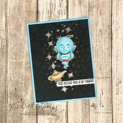 #thefrolickingfairy #kindredstamps #arabiannights #princess #thief #magical #magiclamp #wish #makeawish #threewishes #stencils #inkblending #distressoxide #moroccantile #heartanddots #scroll #slimlinestencil #glittergloss #happilyeveryafter #fairytale #facebooklive #tutorial #moonandstars #cardmaker #cardmaking #cardmakersofinstagram