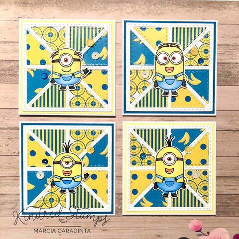 #thefrolickingfairy #kindredstamps #limitededition #bananasbox #bananas #banana #stealthemoon #oneinamillion #denim #overalls #sisters #sofluffy #fluffyunicorn #carnival #hellothere #buildable #alcoholmarkers #spectrumnoir #cardmaker #cardmaking #jadedblossom #minicards #partyfavor #diyparty #pockettag