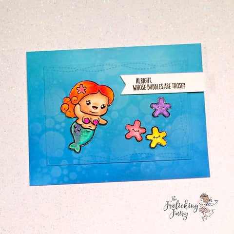 #thefrolickingfairy #kindredstamps #chubbymermaid #mermaid #bubbles #stencil #bubblesstencil #sweetstampshop #whosebubblesarethose #inkblending #distressoxide #cleanandsimple #sofunny #whofarted #waterbubbles #handmade #handmadelaughs