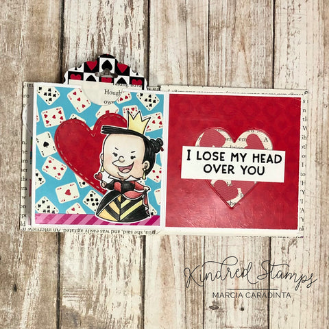 #thefrolickingfairy #kindredstamps #curiouserandcuriouser #curious #verycurious #downtherabbithole #unbirthday #wereallmad #fandom #classic #classicliterature #classicstory #curiouser #queen #madqueen #imagination #teaparty #deckofcards #minialbum #diyminialbum #accordionalbum #accordionminialbum #inkblending #distressoxide #stencil #coloredpencils #prismacolor #cardmaker #cardmaking #cardmakersofinstagram