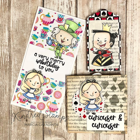 #thefrolickingfairy #kindredstamps #curiouserandcuriouser #curious #verycurious #downtherabbithole #unbirthday #wereallmad #fandom #classic #classicliterature #classicstory #curiouser #queen #madqueen #imagination #teaparty #deckofcards #minialbum #diyminialbum #accordionalbum #accordionminialbum #inkblending #distressoxide #stencil #coloredpencils #prismacolor #cardmaker #cardmaking #cardmakersofinstagram