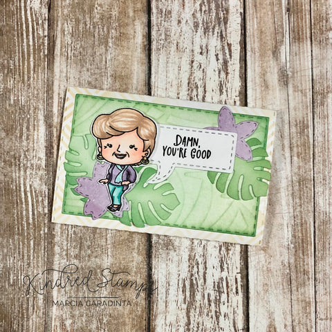 #thefrolickingfairy #kindredstamps #galpals #newrelease #jadedblossom #luggagetag #cheesecake #damn #youregood #hotflash #giftcard #giftcardholder #tropicalflowers #palmleaf #stencil #inkblending #distressoxide #basketweave #miami #fandom #cardmaker #cardmaking #cardmakersofinstagram #spectrumnoir #alcoholmarkers