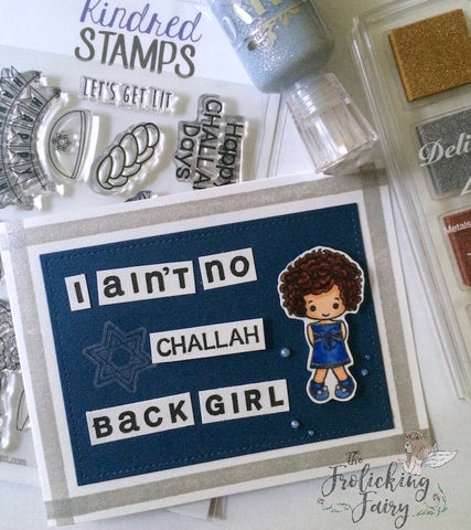 #thefrolickingfairy #kindredstamps #hanukkah #cardcollection #glimmer #driedel #challah #hollabackgirl #Jews #menorah #copiccoloring #goldembossing #silverembossing #handmadecards #guestdesignteam #guestdesigner