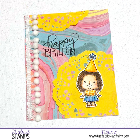 #thefrolickingfairy #kindredstamps #kindredbirthday #birthday #happybirthday #congrats #watercolor #cas #cleanandsimple #pompom #party #papercraft #cardmaker #cardmaking #handmade