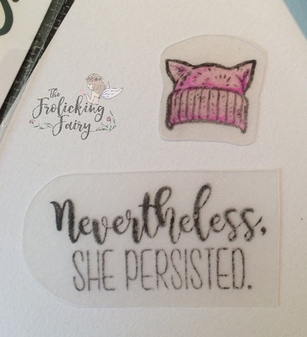 #thefrolickingfairy #kindredstamps #girlgang #neverthelessshepersisted #pussyhat #feminism #womensmarch #charms #shrinkydinks #copicmarkers