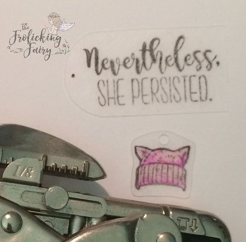 #thefrolickingfairy #kindredstamps #girlgang #neverthelessshepersisted #pussyhat #feminism #womensmarch #charms #shrinkydinks #copicmarkers