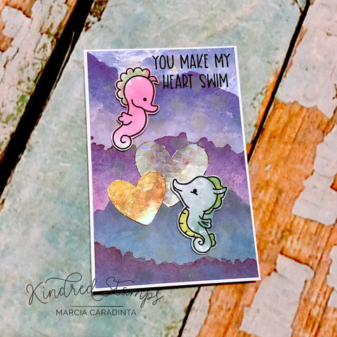 #thefrolickingfairy #kindredstamps #seastheday #seahorse #underthesea #keepswimming #gowiththeflow #kraft #gifttags #glitter #paperpiecing #youmakemyheartswim #ocean #oceancurrents #dreamingofsummer #cardmaking #cardmaker #alcoholmarkers #papercraft