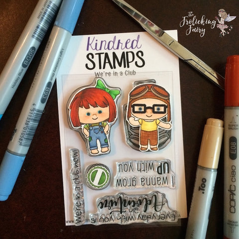 #thefrolickingfairy #kindredstamps #wereinaclub #up #growup #upforadventure #club #bottlecaps #friendship #younglove #copiccoloring #coloringguide #shuttercard #tn #travelersnotebook #diy #handmade