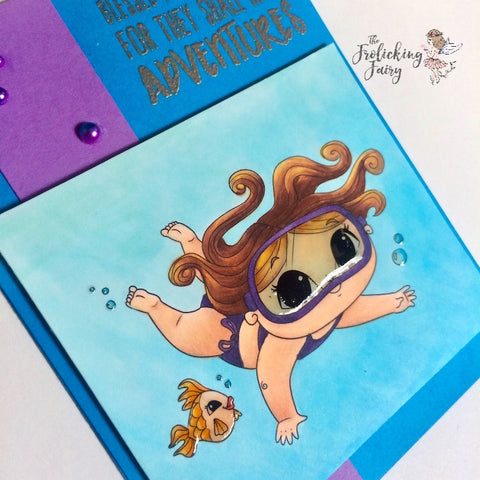 #thefrolickingfairy #mmedelillustrations #mmedel #neatandtangled #scuba #snorkling #underwater #adventure #copiccoloring #glossyaccents #pearls #summer #curious #handmade #handmadecards