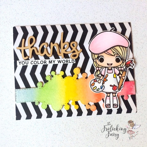 #thefrolickingfairy #stampanniething #violet #createdforyoubyme #painter #thanks #thankyou #youcolormyworld #watercolor #copiccoloring #rainbow #chevron #colorcontrast #handmade #handmadecards