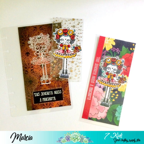 #thefrolickingfairy #stampingbella #oddballs #dayofthedead #7kidscraftingsupplystore #sugarskull #senorita #margarita #copicmarkers #epicplanner #mambi #planner #plannergirl #planneraddict #handmade #bookmark #diy