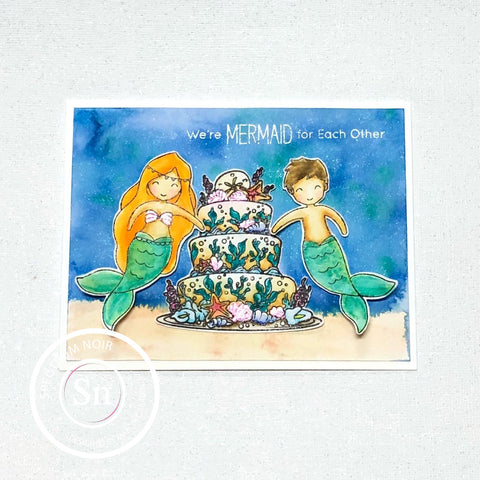 #thefrolickingfairy #spectrumnoir #spectember #underthesea #watercolor #aquamarkers #sparkleink #mermaids #mermaidforeachother #merman #stickerkitten #funstampersjourney #cake #weddingcake #ocean #sea #papercraft #cardmaking #cardmaker #handmade