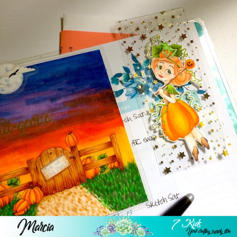 #thefrolickingfairy #7kidscraftingsupplystore #7kidscustomerscreate #sweetnovember #artistamyyoung #copiccoloring #epicplanner #diy #magneticbookmark #pumpkinpatchprue #pumpkinpatch #pickofthepatch #plannerdivider #plannergirl #mambi #handmade