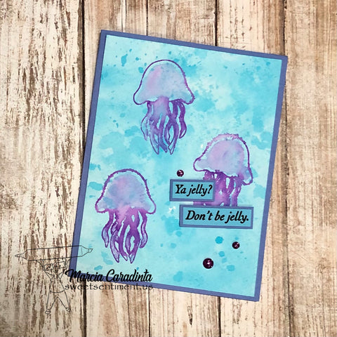 #thefrolickingfairy #sweetsentiment #colorallthethings #spectrumnoir #aquapencils #watercolor #watercolorpencils #AnyFinIsPossible #YouAreMagical #YaJelly #jellyfish #WhatsKraken #octopus #UrchinStencil #Coral #inkblending #EnamelDots #icrafter #boxpop #cardmaker #cardmaking #cardmakersofinstagram