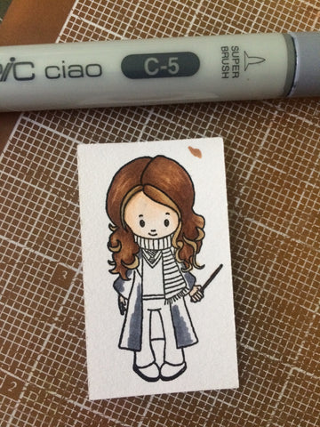 #thefrolickingfairy #kindredstamps #wizardfriends #harrypotter #hermionegranger #copicmarkers #shading #technique #copiccoloring