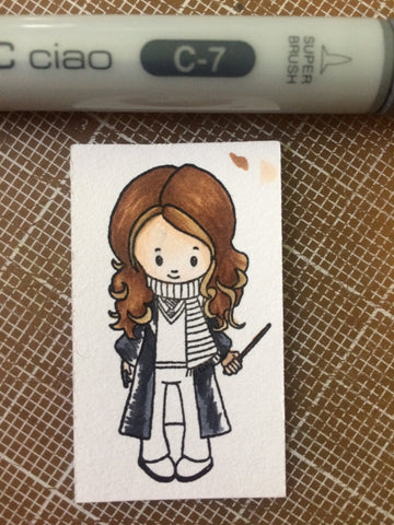 #thefrolickingfairy #kindredstamps #wizardfriends #harrypotter #hermionegranger #copicmarkers #shading #technique #copiccoloring