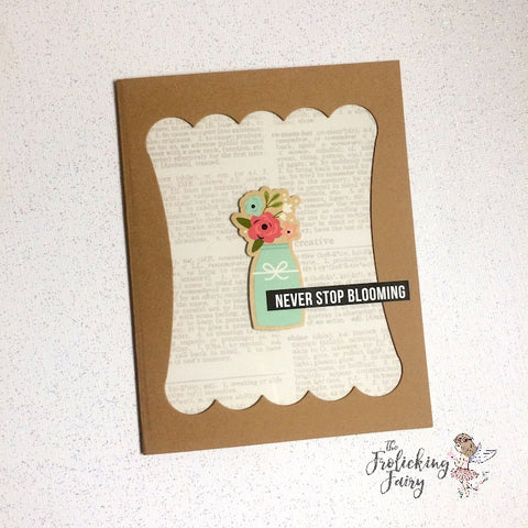 #thefrolickingfairy #casology #casologychallenge #simplestories #bloom #cardkit #cas #cleanandsimple #bouquet #neverstopblooming #newsprint #windowcard #kraft #papercraft #handmade