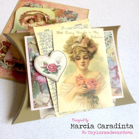 #thefrolickingfairy #taylormadecards4u #passporttolove #cardkit #vintage #vintagevalentines #valentines #valentinesday #pillowbox #love #handmade #digitalephemera #digitalpaper #papercraft