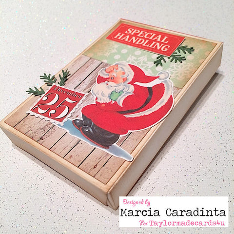 #thefrolickingfairy #taylormadecards4u #retrosanta #santa #specialhandling #giftbox #christmas #vintage #handmade #digitalimages #ephemera #etsyshop