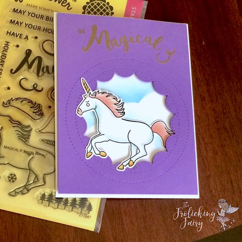 #thefrolickingfairy #waffleflowercrafts #magical #mamaelephant #unicorn #bemagical #leapinghorse #simple #sendingsmiles #copiccoloring #distressink