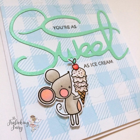 #thefrolickingfairy #thehedgehoghollow #broughtolifebyyou #waffleflowercrafts #waffleflower #sweeticecream #mice #shakercard #subscriptionbox #cardkit #lawnfawn #glossyaccents #icecream #cherry #assweetasicecream #sweetforeachother