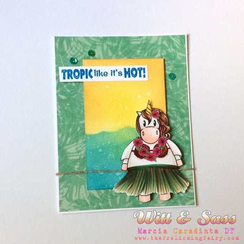 #thefrolickingfairy #wittandsassstampco #purdiehalloween #chubbyunicorn #unicorn #halloween #costume #dressup #hula #coconutbra #fairyprincess #fairy #copiccoloring #handmade #handmadecards