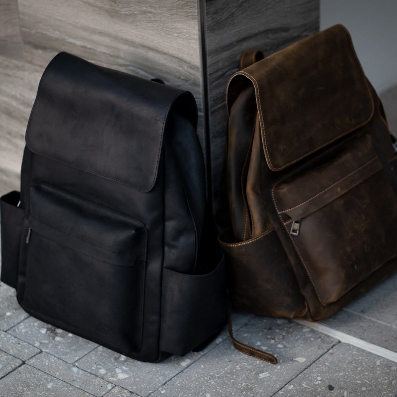 Leather Rugged Backpack - Black Edition – Bullstrap