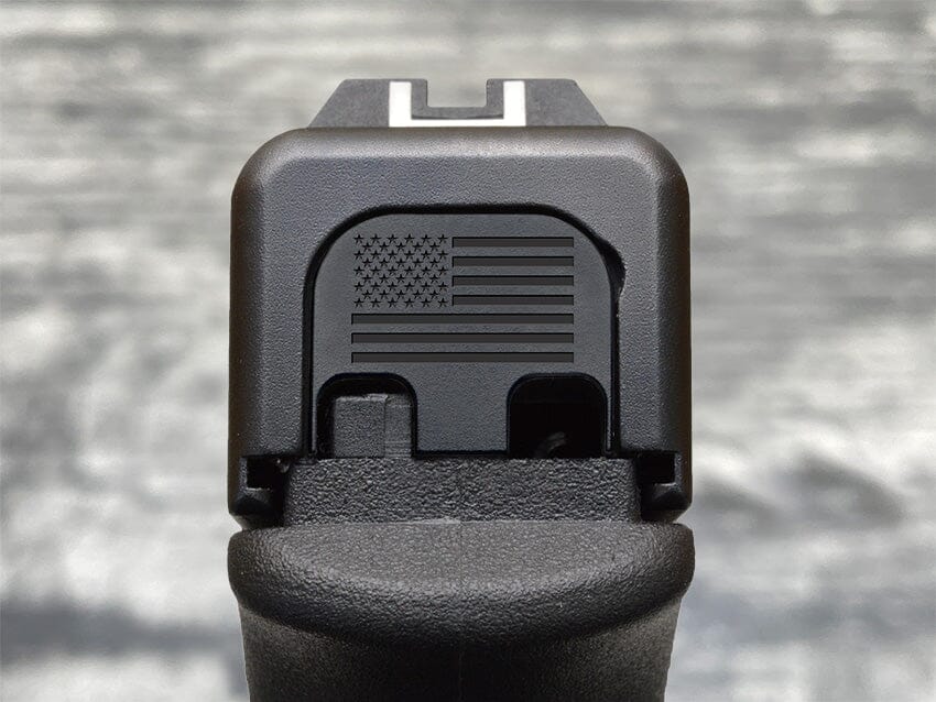 Glock slide plate with blacked out US flag