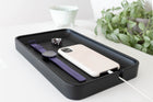 Black Valet Tray with Cord Cutout