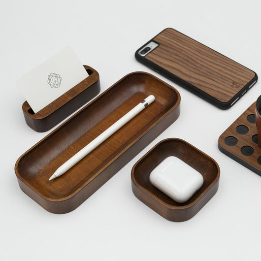 Walnut Stained Beechwood Desk Organizer Set – Iulia Shop