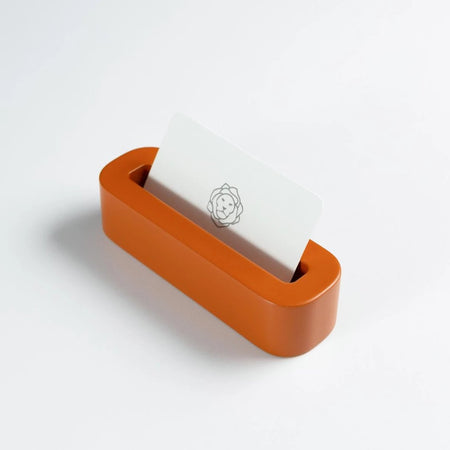 orange business card holder