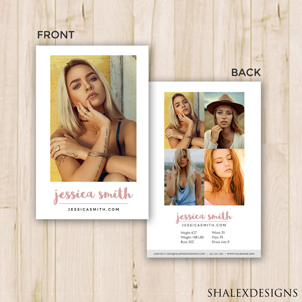 Modeling Comp Card Template - Photoshop PSD *INSTANT DOWNLOAD* Within Download Comp Card Template