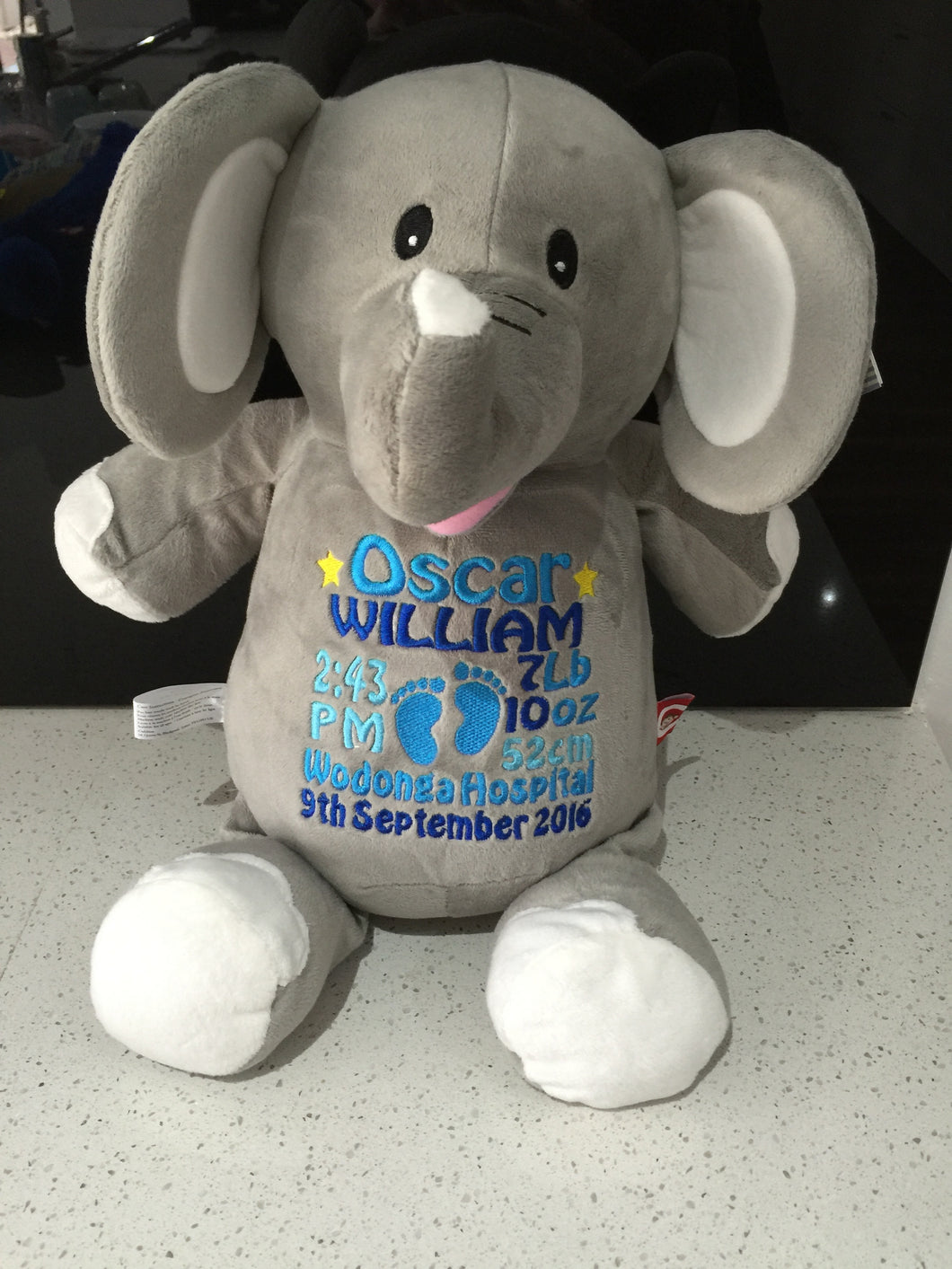 elephant personalised teddy