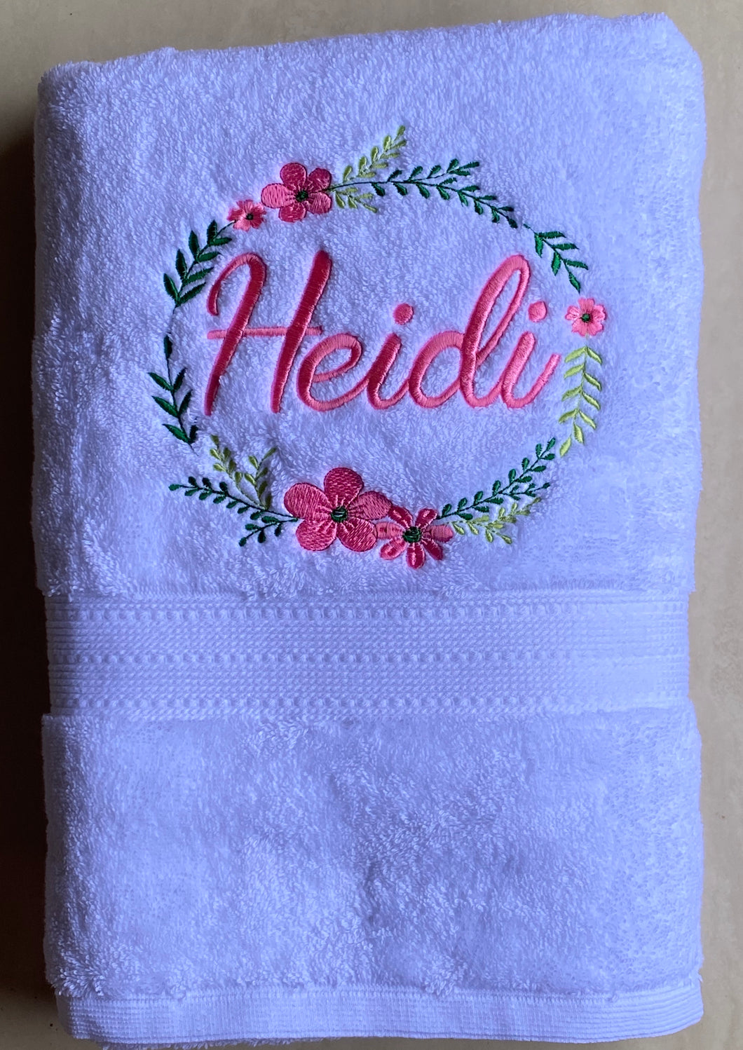 Personalised Floral wreath towel