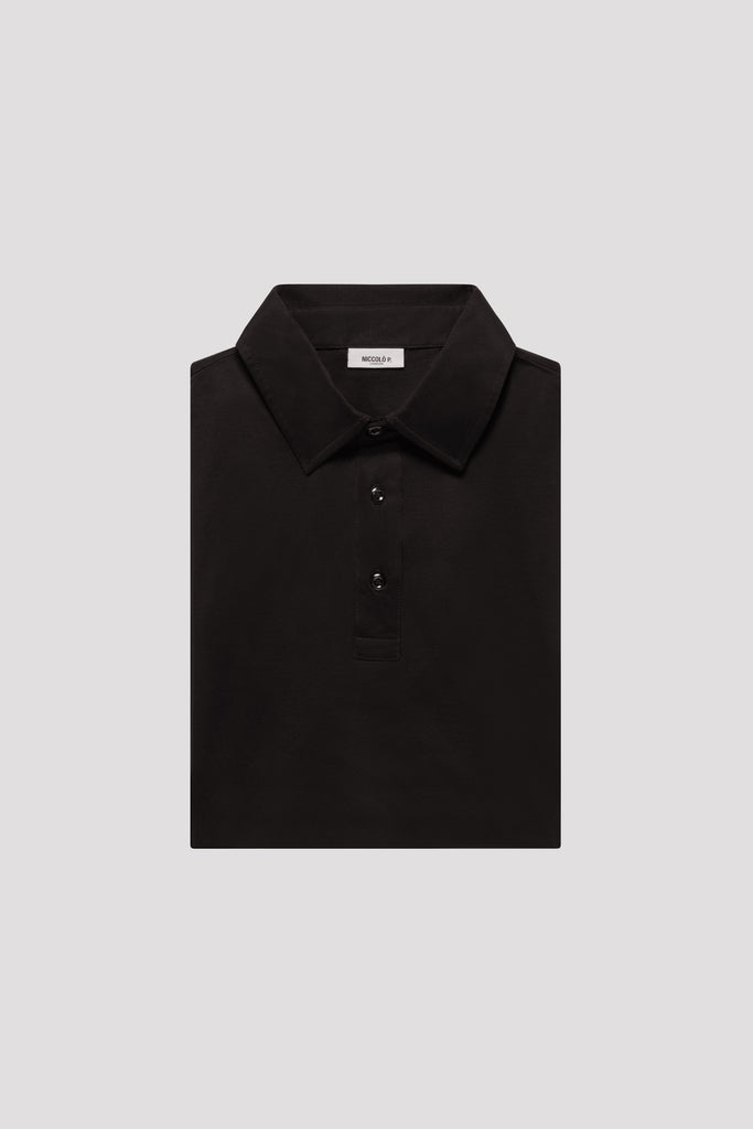 Long Sleeve Polo Shirt - Supima Cotton - Racing Green | Niccolò