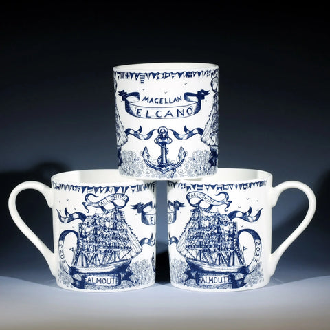 Bone China Tall Ships Mug by Cream Cornwall