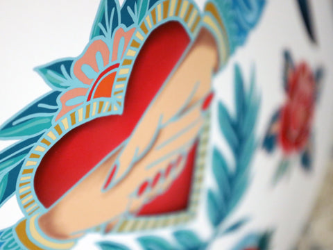 A close up of our heart design inspired from old sailor's tattoos from our new Sailor's Story collection.