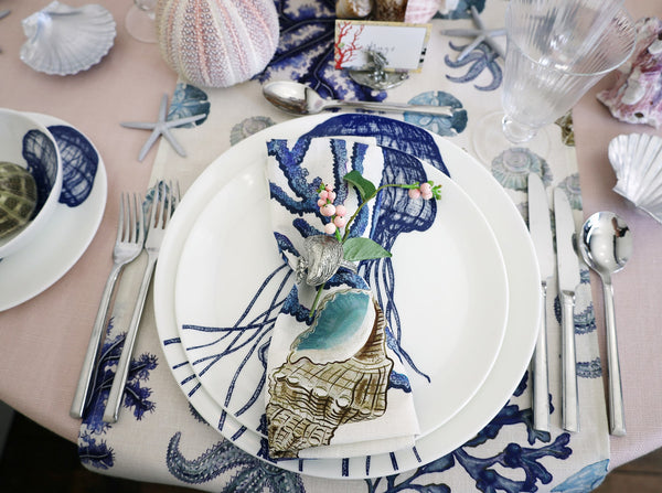 Beachcomber Tablescape - Layering the china