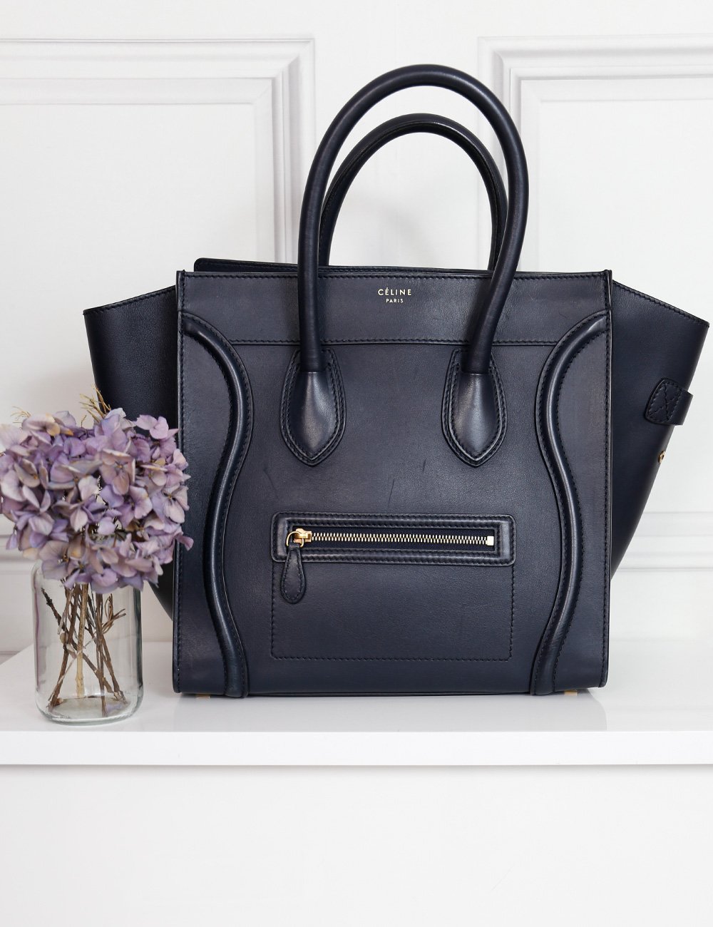 celine mini luggage blue