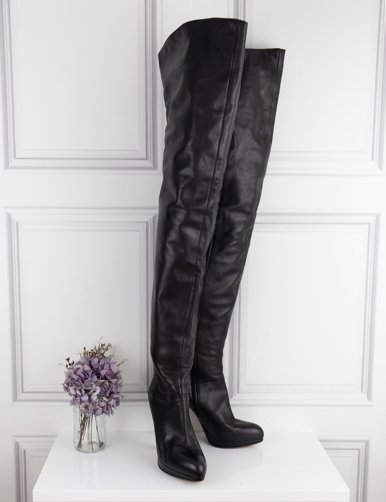 MICHEL PERRY Thigh-high leather boots 