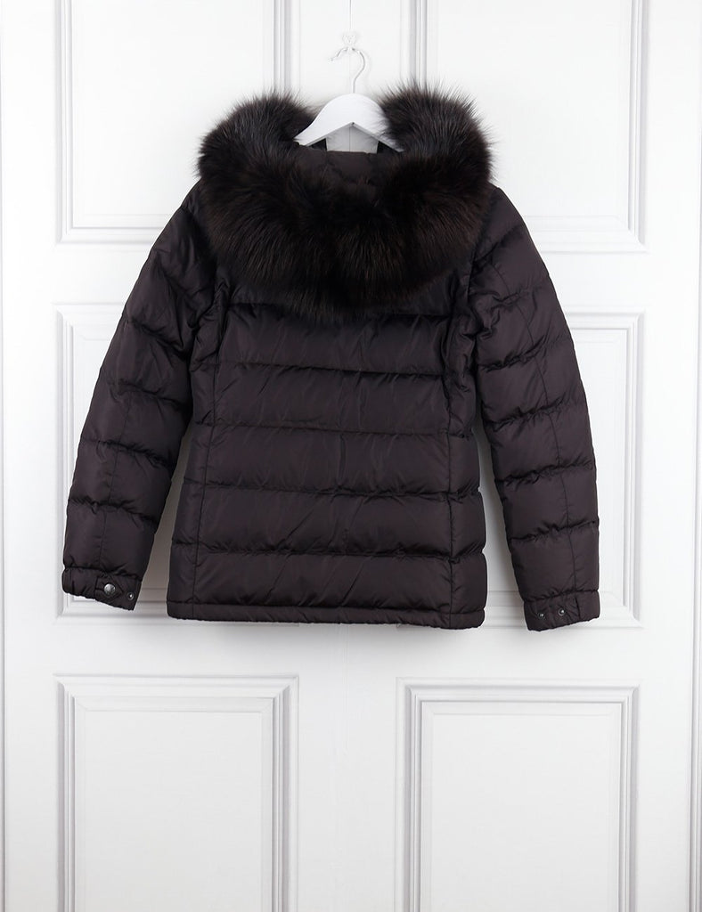 prada puffer coat with fur collar