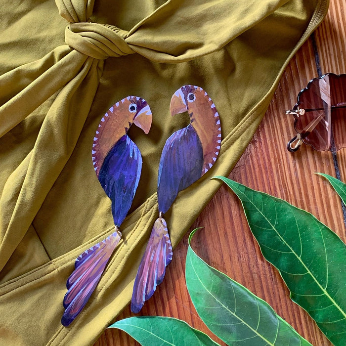 Hand-painted Parrot Earrings