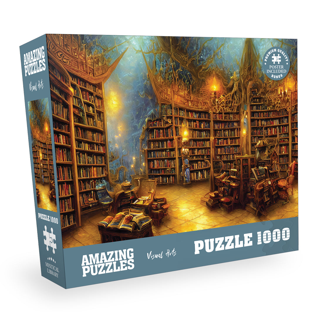 AMAZING PUZZLES 1000 Piece Jigsaw Puzzle for Kids and Adults 19x27in Poster Included - Mystical Library