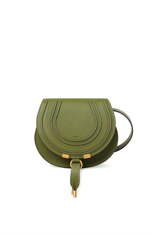 Chloé Marcie Small Suede Saddle Bag in Green