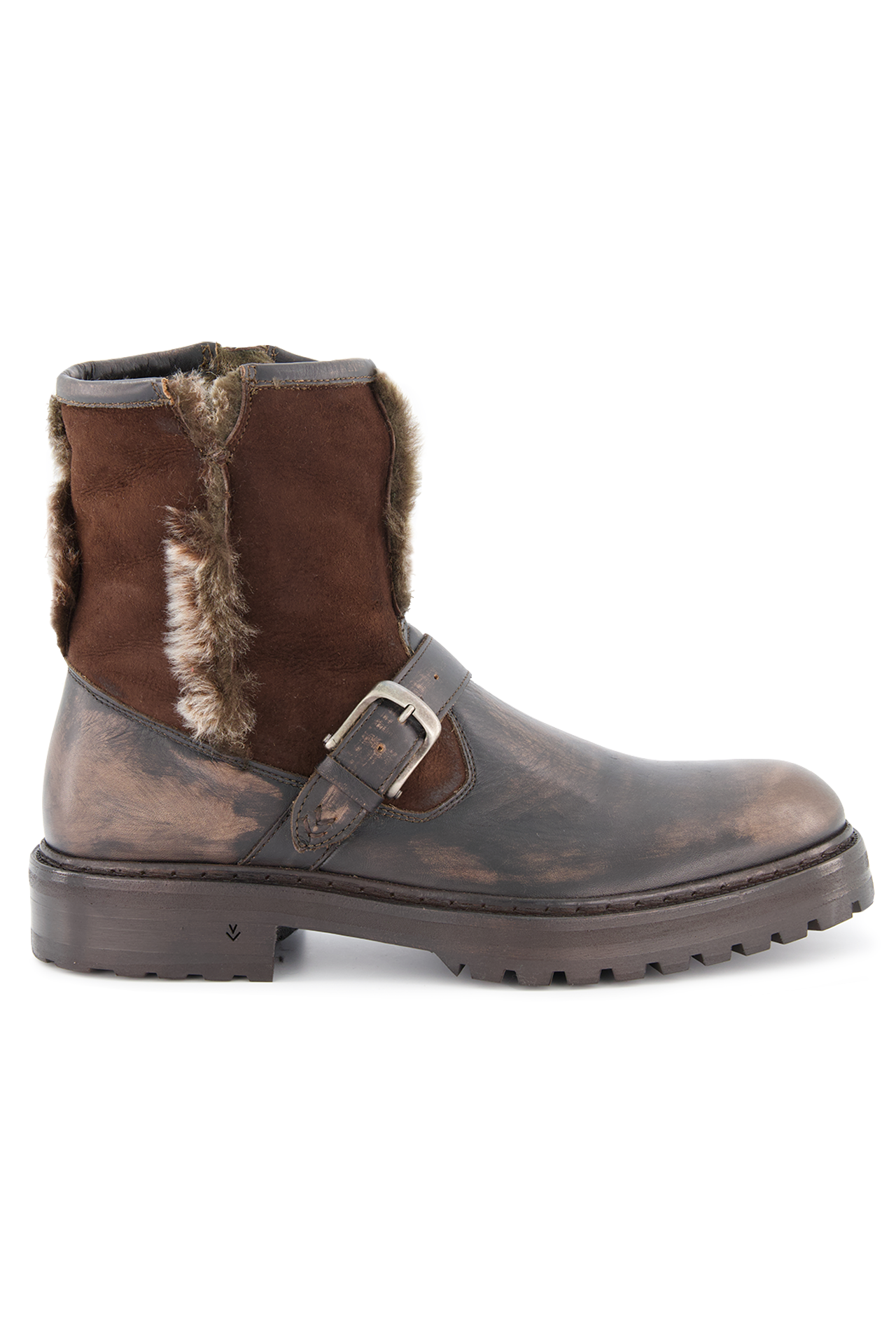 shearling moto boots