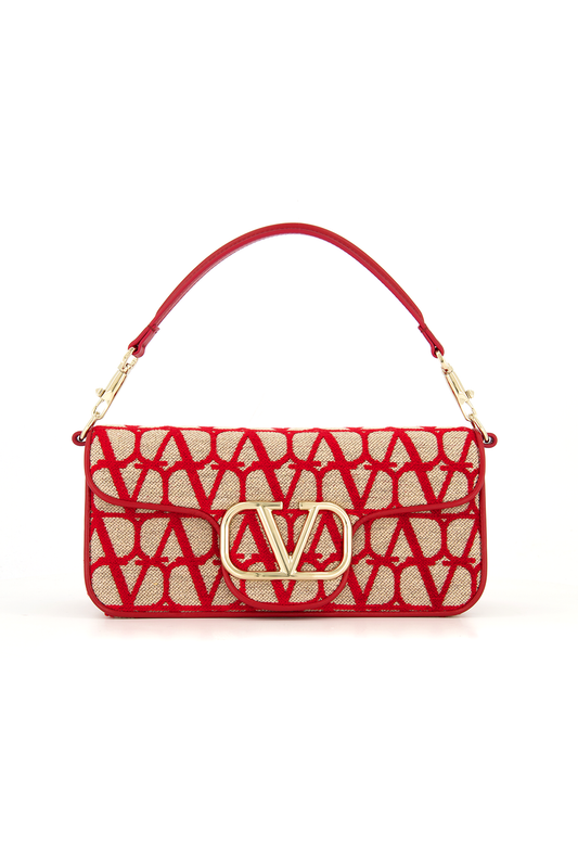 Small Locò Toile Iconographe Shoulder Bag for Woman in Beige/red